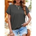 thumbnail image 5 of Women Short Cap Sleeve Tops Summer Casual Sweatshirt Crew Neck Loose Fit T-Shirts, 5 of 6