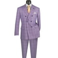 thumbnail image 3 of VINCI Men's Light Purple Glen Plaid Double-Breasted Classic-Fit Suit - NEW - 40R, 3 of 3