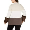 thumbnail image 2 of Alfani Womens Faux-Fur Cuff Pullover Sweater, Beige, Plus Size, 1X, 2 of 2