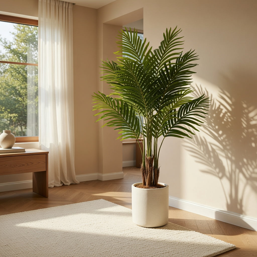 Topcobe 2 Pack 4.2 Feet Tall Artificial Palm Paradise Plant Large Fake Potted Tree Green, Artificial Trees for Home Decor Indoor Outdoor
