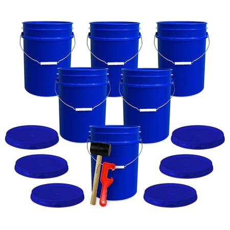 5 Gallon Plastic Bucket with Airtight Lid, Food Grade, Heavy Duty, All Purpose