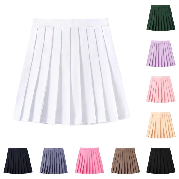 Women's Casual Pleated Skirt Versatile Skirt for Daily Wear Work Study Party Dance with Color Block Design Beach Skirt XS
