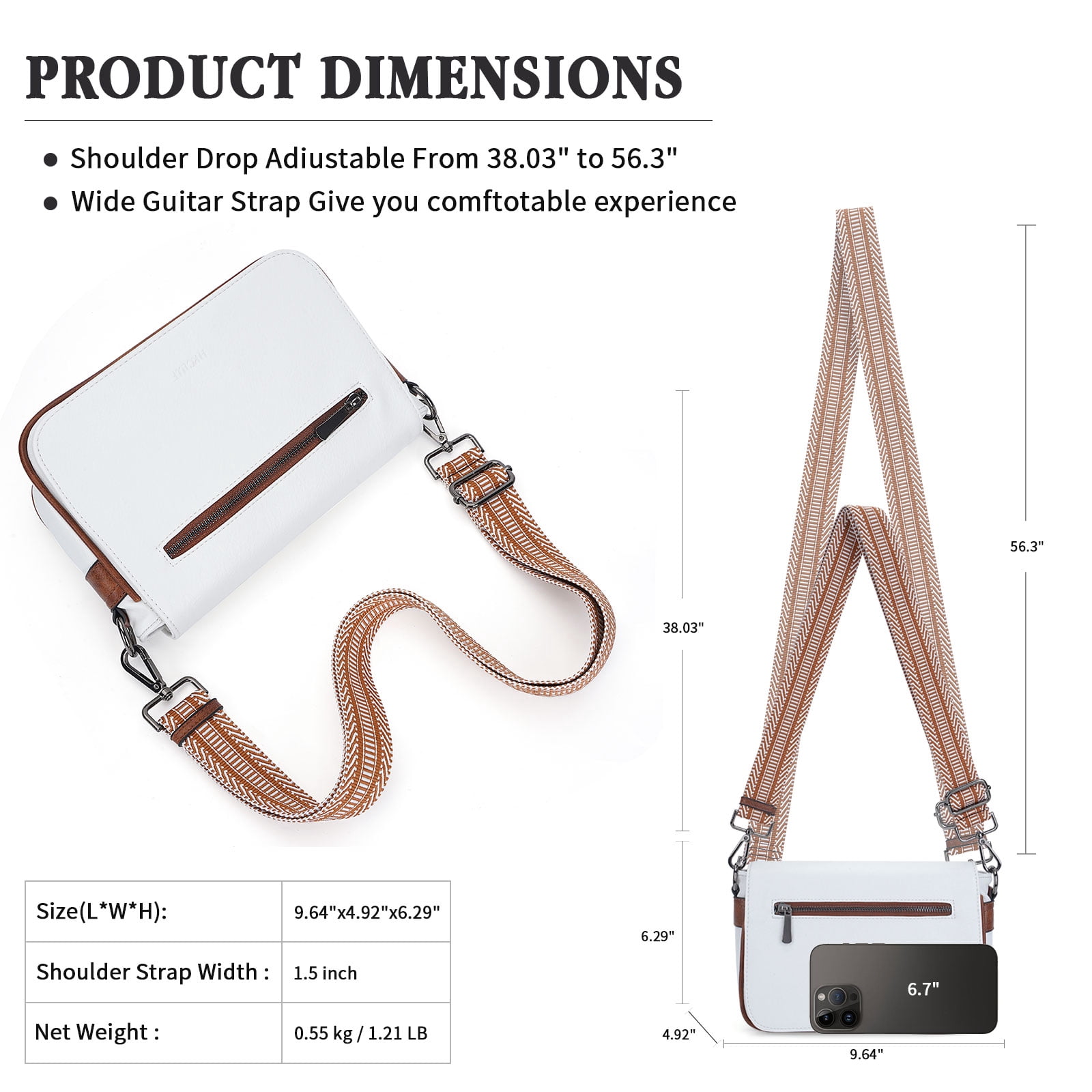 HKCLUF Crossbody Bag for Women Trendy Vegan Leather Crossbody Bag with Strap Magnet Flap Zip Shoulder Purses