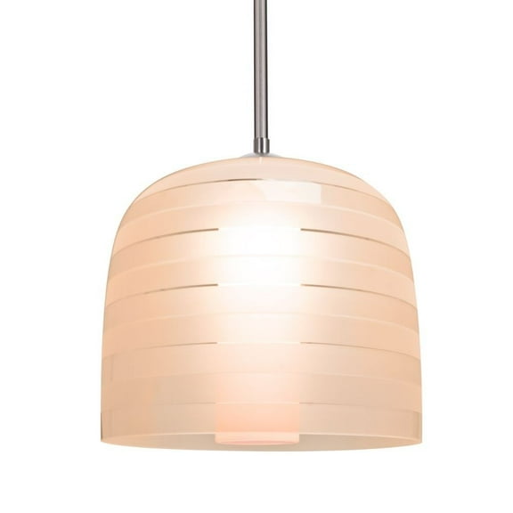 1TT-MITZI10SA-LED-SN-Besa Lighting-Mitzi 10 - 1 Light Cord Pendant-Satin Nickel Finish-Salmon Glass Color-LED Lamping Type