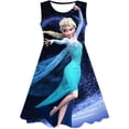 thumbnail image 2 of Niñas Frozen Elsa princesa vestido para niños verano dibujos animados Disney Frozen 3D vestidos de manga corta vestido de cumpleaños 2-10 años ropa 6T Gao Jinjia LED, 2 of 2