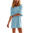 thumbnail image 1 of Birdeem Robes pour Femmes Robe d'Été Unie Décontractée à Manches Courtes Col Rond avec Poches, 1 of 1