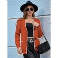 thumbnail image 4 of Women'S Color Block Long Sleeves Sweater Fall Button Down Casual Coatigan Soft Knit Coat with Pocket Orange-Red S, 4 of 8