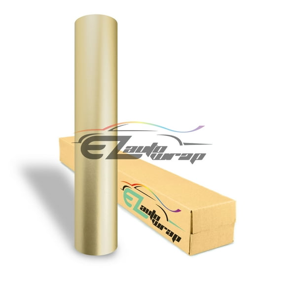 EZAUTOWRAP Matte Satin Chrome Metallic CHAMPAGNE GOLD Car Vinyl Wrap Vehicle Sticker Decal Film Sheet Decoration With Air Release Technology