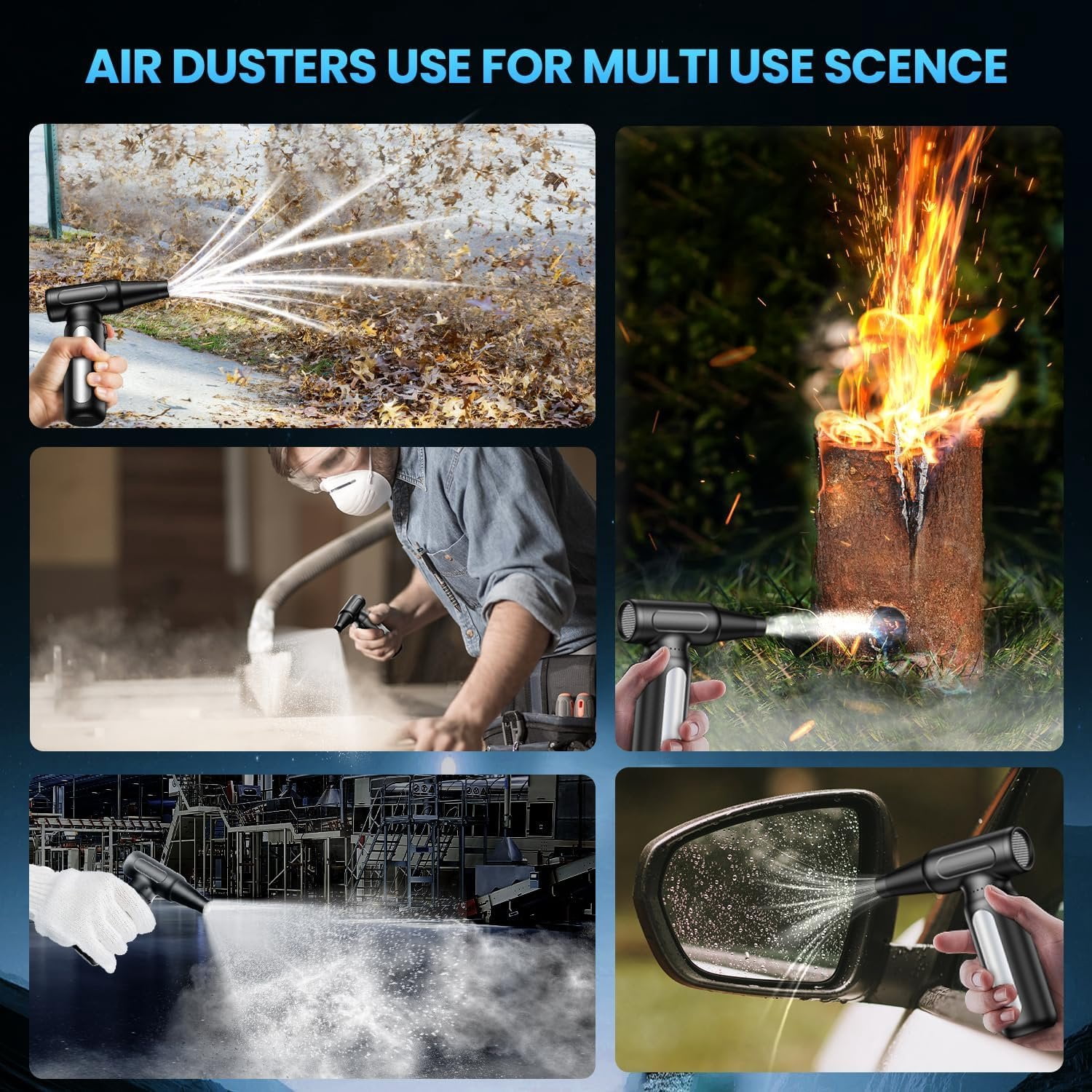 Electric  Duster - 30,0000 RPM Rechargeable Cordless Turbo Blower, Portable Air Blower  for , PC, Keyboard,  & Outdoor Dust Cleaning (Replaces  Cans)