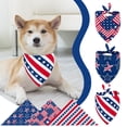 thumbnail image 2 of 2Pc Patriotic Pet Bandana, Independence Day Dogs Cats Double-Layered Scarf with Stars & Stripes 4th of July Decoration for Small Medium Large Dogs, 2 of 5