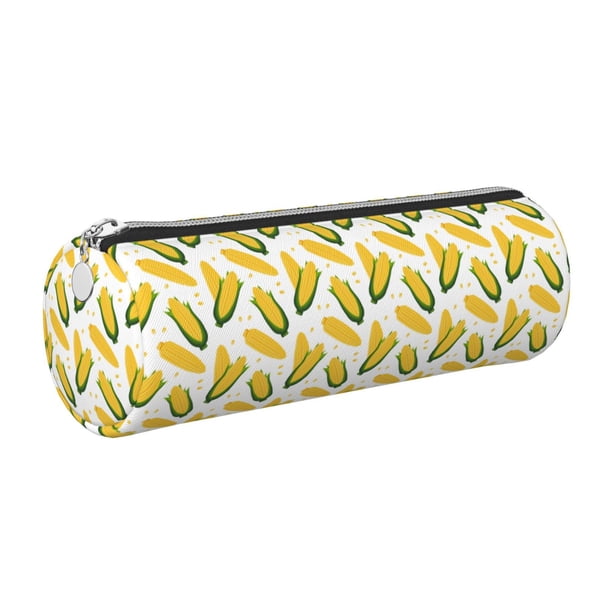 Easygdp Corn On The Cob para Estuche de Lápices Cilíndrico de Cuero con Cremallera, Organizador de Lápices de Cuero para Escuela, Oficina y Viajes