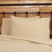 VHC Brands Burlap Vintage Farmhouse Standard Pillow Case Set of 2 Tan Distressed Appearance Cotton Solid Color Rectangle Bedroom Decor