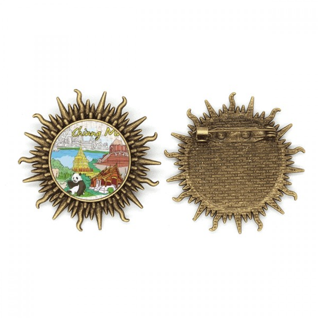 Pin de gancho de metal vintage con forma de sol Unbranded Tailandia Chiang Mai 4.5 cm M