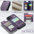 thumbnail image 2 of Dteck for iPhone 11 Case with Card Holder, Magnetic Durable Leather Wallet Case for Women Men with RFID Blocking Kickstand Shockproof Cover for iPhone 11,Purple, 2 of 9