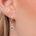 thumbnail image 3 of Gem Stone King 14K Yellow Gold Blue Tanzanite Earrings for Women | 0.60 Cttw | Gemstone December Birthstone | Round 4MM, 3 of 6