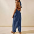 thumbnail image 7 of Samickarr Jumpsuits For Women One-Piece Suspenders With Wide Legs Women's Casual Loose Pocket Strap Cotton And Linen Jumpsuit Playsuit Trousers Overalls Sling Jumpsuit, 7 of 7