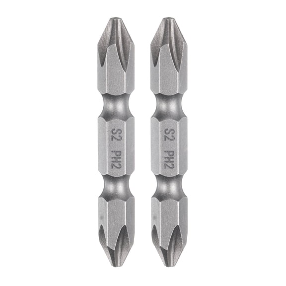 Uxcell 2pcs Magnetic Double Ended Screwdriver Bit 6.35mm PH2 2" Length 1/4" Hex Shank S2 Steel Two Sided Phillips Cross Screw Driver Bit