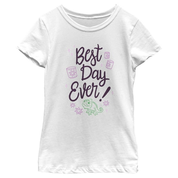 Girl's Tangled Best Day Ever Pascal Graphic Tee White Small