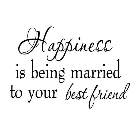 VWAQ Happiness is Being Married To Your Best Friend Wall Decor Decal Saying Home Decor Stickers Quotes Vinyl (Best Friend Sayings Pics)