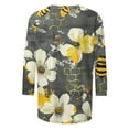 thumbnail image 4 of Qulqfy Casual Womens Blouses 3/4 Length Sleeve Slim Fit Scoop Neck Gradient Cute Work Pleat Tunic Fall Tops for Women Trendy Yellow L, 4 of 5
