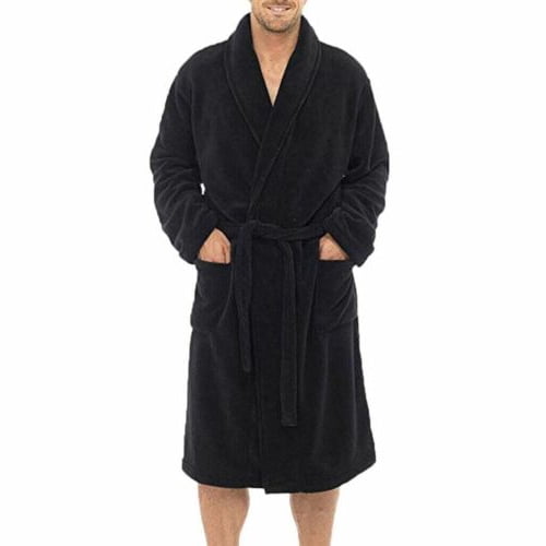 Hirigin Fashion Mens Cotton Terry Cloth Bathrobe Shawl Collar Velour