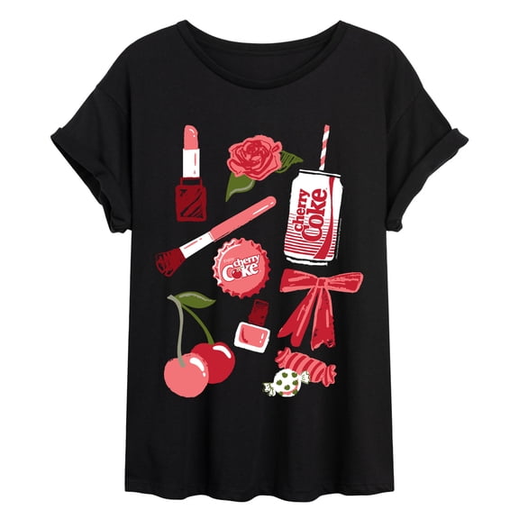 Coca-Cola - Cherry Coke Icon Grid - Juniors Oversized Graphic T-Shirt
