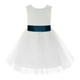 thumbnail image 2 of Ekidsbridal Girl Baptism Flower Girl Dress - Knee Length White Lace V-Back Dress with Tiebow 206T-A (Size: S-10), 2 of 3