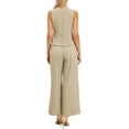 thumbnail image 3 of INSPIRE CHIC Two Piece Outfits for Women's Linen Vest Waistcoat Dressy Casual  Sets Wide Leg Pants Suits XS Khaki, 3 of 6