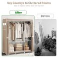 thumbnail image 3 of Clothes Organizer 3 Hanging Rod Shelf Portable Closet with Cover Clothes Rack Standing Closet Beige Clothes Storage Wardrobe Garment Cabinet, 3 of 8