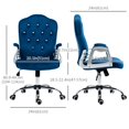 thumbnail image 2 of Velvet Office Chair with Adjustable Height & Tilt - Blue Task Desk Chair, Button Tufted, 24" Swivel Chair for Home Office & Study, 2 of 7