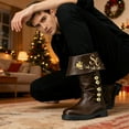 thumbnail image 2 of Christmas Santa Claus Boots for Men Wide Cuffs Santa Combat Boots Xmas Costume Accessory, 2 of 5