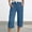 Blue-05, variant on Womens Summer Capri Soft Lightweight Drawstring Waist Roll Cuff Capri Pants with Side Pockets