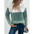 thumbnail image 6 of Womens Long Sleeve Sweater Crew Neck Casual Loose Knit Multicolor Top Green XL, 6 of 6