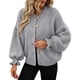 thumbnail image 1 of Suéter PRETTYGARDEN 2025 con Volantes, Abierto al Frente, Gris, Talla L, 1 of 5