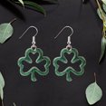 thumbnail image 4 of Earrings for Women, Green Dangle Earrings, Patrick's Day Accessories, Good Hoop Earrings, Irish Jewelry, St. Patrick's Day Gifts, Silver Tone Metal Frame, For Office Wear, 4 of 9