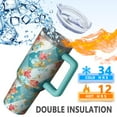 thumbnail image 5 of OBREWU Pioneer Flower Tumbler with Handle and Lid,Pioneer Flower 40oz Double Wall Vacuum Insulated Tumbler,Cups Gift for Women and Men, 5 of 7