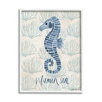 Stupell Industries Vitamin Sea Aquatic Pun Seahorse Graphic Art White Framed Art Print Wall Art, Design by Katie Doucette
