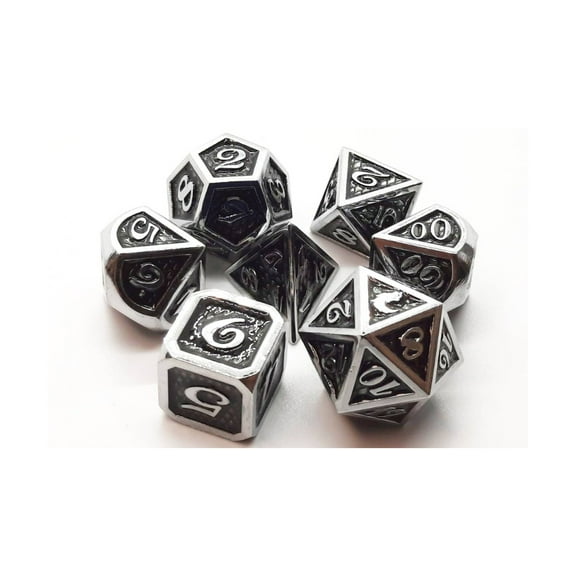 Old School Dice & Accessories Dragon Scale Poly Set - Black (7) New