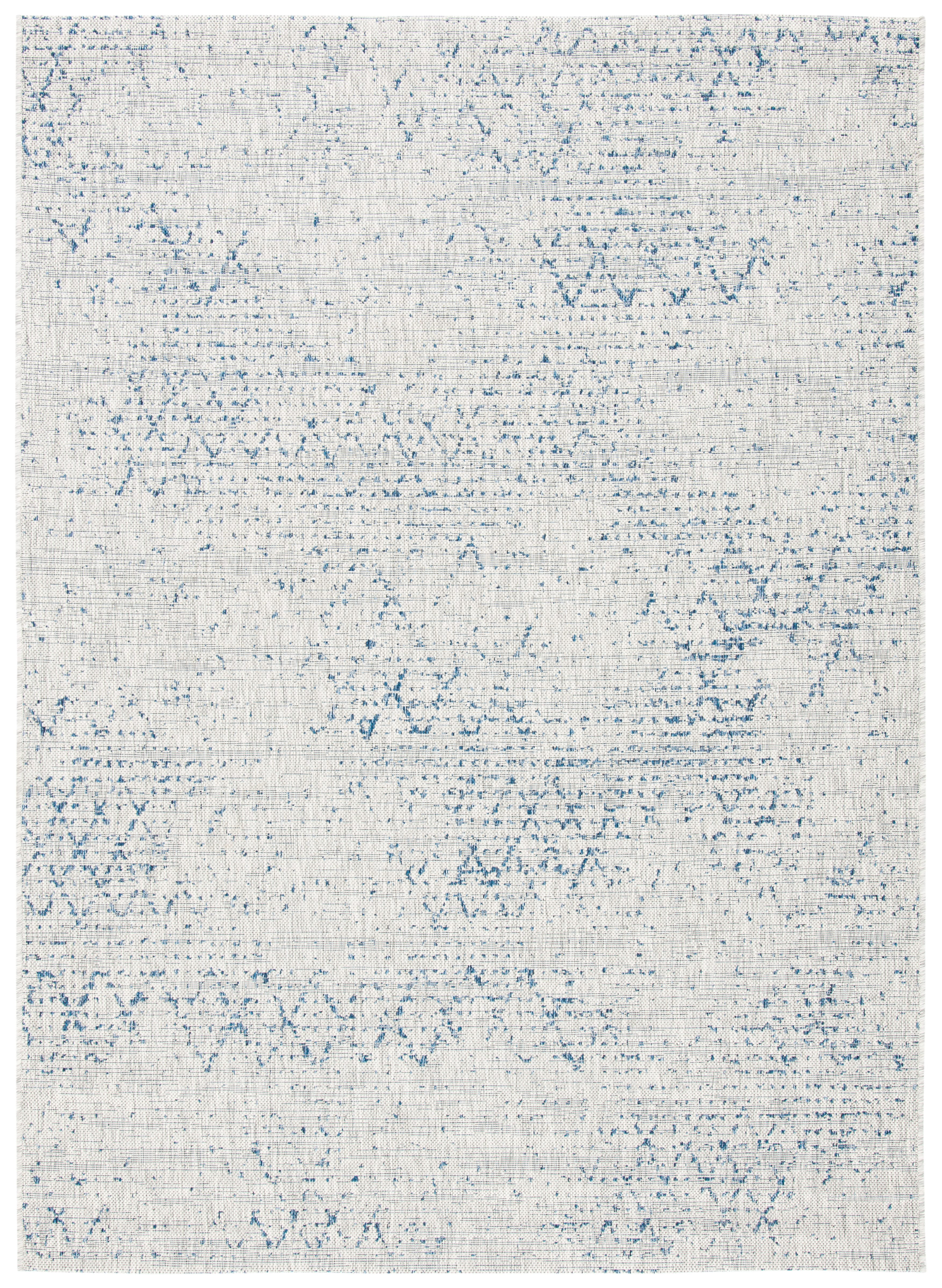 SAFAVIEH Courtyard Wilfreda Abstract Indoor/Outdoor Area Rug, Grey/Navy, 4’ x 5’7”