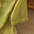 thumbnail image 7 of Casual Embroidered Shirts for Women Summer Button Down V Neck 3/4 Sleeve Tops Cotton Linen Loose Trendy Blouses M-2XL, Yellow, M, 7 of 7
