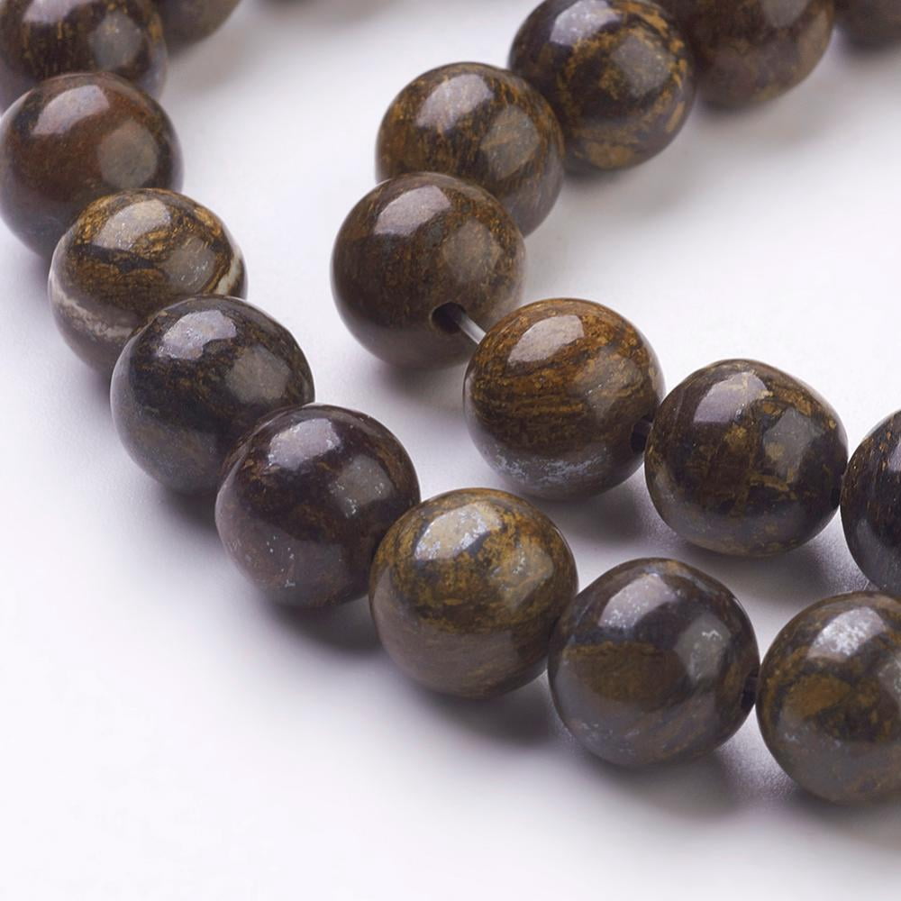 5 strand Natural Bronzite Beads Strands Round Coconut Brown 8mm Hole: 1mm