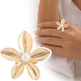 thumbnail image 2 of Instagram Cool Wind Irregular Anillo de apertura de la gota de agua Moda Textura Flor Perla Anillo, 2 of 4
