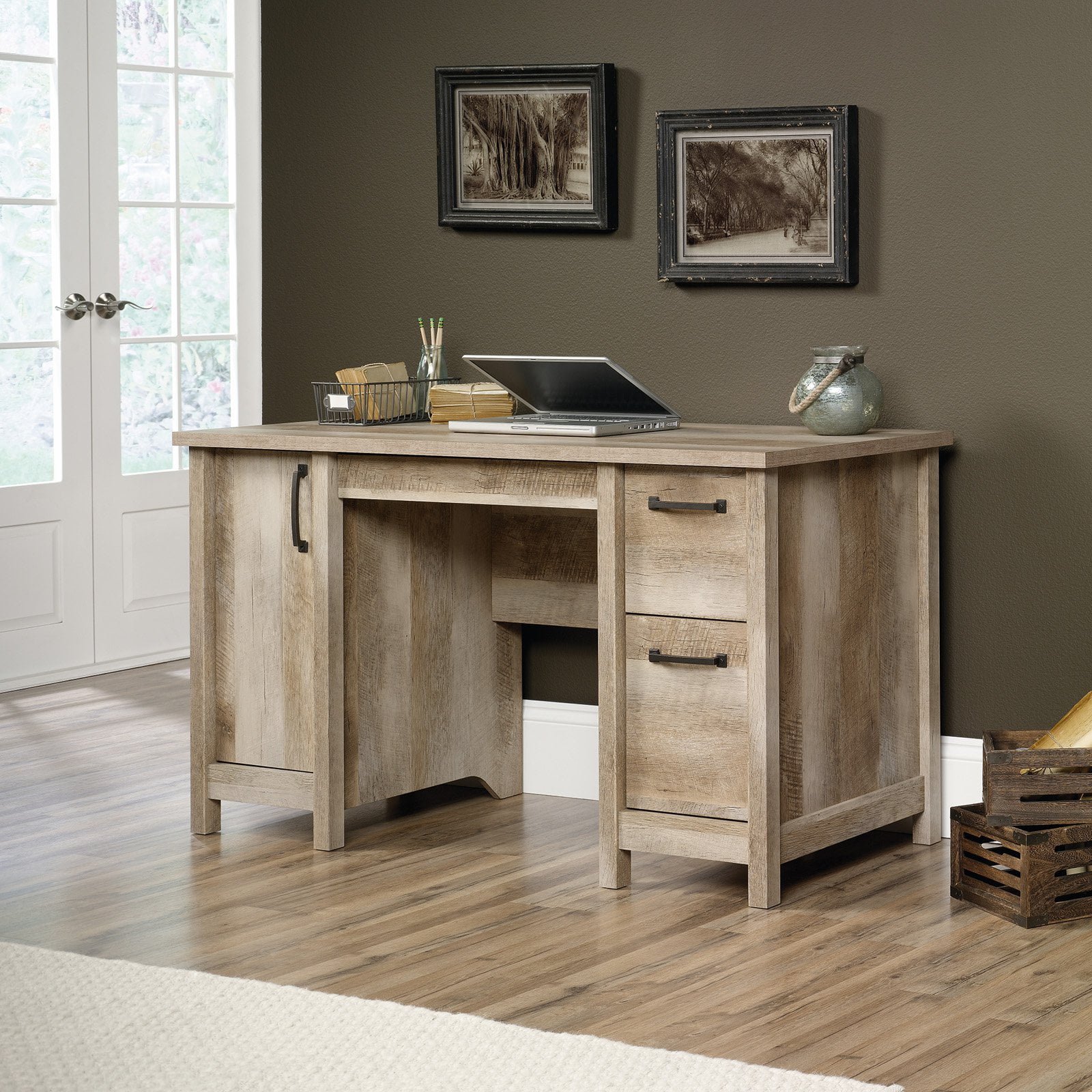 Sauder Cannery Bridge Contemporary Computer Desk, Lintel Oak Finish