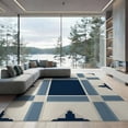 thumbnail image 2 of ODIKA 6'x9' Washable Area Rug Solid That Navy Center Grid Inspired Farmhouse Couch Geometric for Family Room, Living Room, Master Bedroom, Non-Slip, Easy Care, 2 of 7