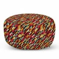thumbnail image 1 of Abstract Ottoman Pouf, Funky Geometric Square Boxes with Parallel Color Bars Triangles Stripes Retro, Decorative Soft Foot Rest with Removable Cover Living Room and Bedroom, Multicolor, by Ambesonne, 1 of 3