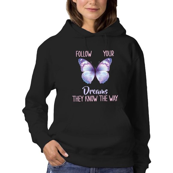 Follow Your Dreams Butterfly Hoodie Women -Smartprints Designs, Female XX-Large