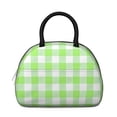 thumbnail image 2 of Green and White Checkered Pattern Insulated Lunch Bag,Leakproof Large Capacity Lunch Box for Work,Picnic or Travel,11.4 X 6.7 X 8.3 Inches, 2 of 6