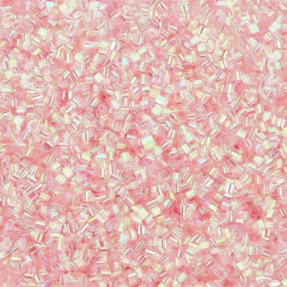 60g Misty Rose Bingsu Beads 3mm Straw Tube Beads Iridescent Crispy Bingsu Beads Lightweight Bingsu Beads Glitter Bingsu Beads for Crunchy DIY Craft Supplies DIY