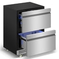 thumbnail image 4 of 24-Inch Beverage Refrigerator Freestanding Or Built-In With Recessed Handle, Drawer Cooler, Under Counter, Locking Swivel Casters, Led Light, And Grid Organizer Home & Commercial Use, 4 of 10