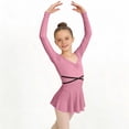 thumbnail image 6 of MKOSPLRT Long Sleeve Gymnastics Leotards for Girls Dance Ballet with Skirt Gymnastic Ballerina Outfit Dress Classic Dancewear Pink 9-10 Years, 6 of 7